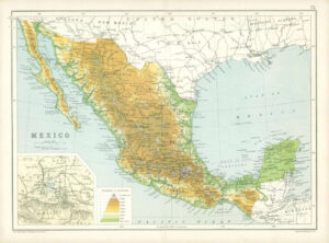 1912 Original Colour Antique Map - SOUTH AMERICA MEXICO MAP  (76)