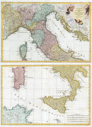 1785 L'Italie Divisee en ses Differens Etats PAIR OF Large MAPS of ITALY  (JM)