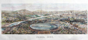 1867 Huge Antique Panorama engraving of PARIS & International Exposition (LM10)