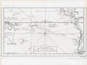 1753 MAP AUSTRALIA & NEW ZEALAND Carte Reduite de la Mer du Sud by BELLIN (LM13)