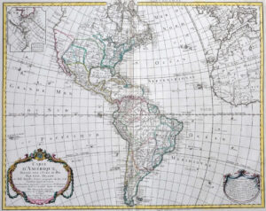 1785 CARTE D'AMERIQUE DRESSEE North & South America Bauche De L'isle (LM13)