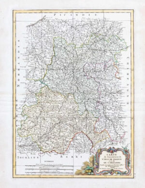 1771 France Map Paris Regions L'ISLE DE FRANCE L'ORLEANOIS Orleans Bonne (JM)