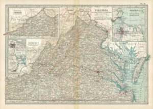 1903  Large Colour Map VIRGINIA, NORFOLK AND VICINITY (EB71)