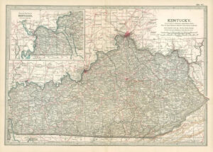 1903  Large Colour Map KENTUCKY Western Portion of Kentucky (EB76)