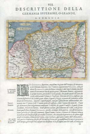 1597/8 Antique Map DESCRITTIONE DELL A GERMANIA SUPERIORE Germany Magini (G11)