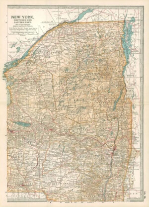1903  Large Colour Map NEW YORK Northern and Eastern Part (EB65)