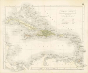 1860 Antique Map of  WEST INDIES   by Hughes/Bartholomew Colour  (21)