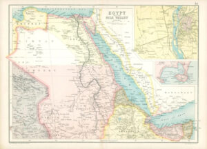1912 Original Colour Antique Map  -  AFRICA EGYPT NILE VALLEY CAIRO ADEN  (45)