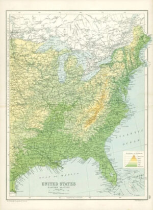 1912 Original Colour Antique Map - UNITED STATES EASTERN DIVISION (73)
