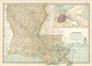 1903  Large Colour Map LOUISIANA (EB80)