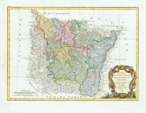 1783 CARTE DE LORRAINE ET D'ALSACE Map of France LORRAINE ALSACE Region (JM)