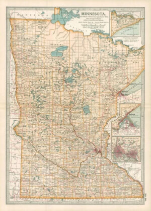 1903  Large Colour Map MINNESOTA (EB90)