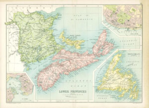 1912 Original Colour Antique Map - LOWER PROVINCES CITY MAP HALIFAX ST JOHN (64