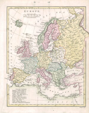 1809 Original Antique Map of EUROPE by Wilkinson (WA2)