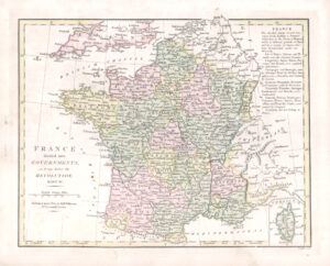 1809 Original Antique Map of FRANCE by Wilkinson (WKM26)
