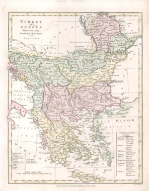 1809 Original Antique Map of TURKEY IN EUROPE by Wilkinson (WKM35)