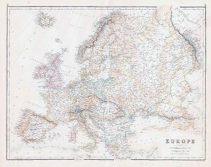 c1860 Large Antique Map EUROPE by Swanston (FJM-3)