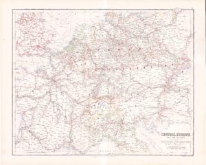 c1860 Large Antique Map CENTRAL EUROPE with the RAILWAYS by Swanston (FJM-4...