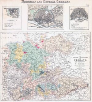c1860 Large Antique Map NORTHERN and CENTRAL GERMANY by Swanston (FJM-10)