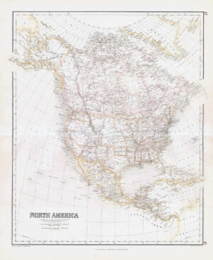 c1860 Large Antique Map NORTH AMERICA by Swanston (FJM-34)
