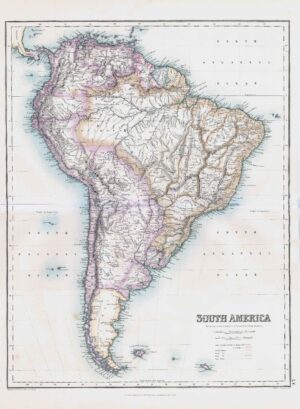 c1860 Large Antique Map SOUTH AMERICA by Swanston (FJM41)