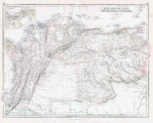 c1860 Large Antique Map NEW GRANADA & VENEZUELA by Swanston (FJM-42)
