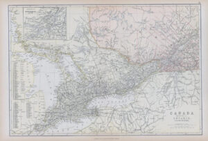 1882 LARGE Antique Colour Map of CANADA ONTARIO QUEBEC Montreal BLACKIE (BA15)