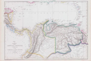 1863 Map CENTRAL AMERICA Southern VENEZUELA NEW GRANADA Edward Weller (DA207)