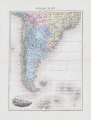 1892 Map AMÉRIQUE DU SUD PARTIE MÉRIDIONALE Southern Part South America (NAI/62)
