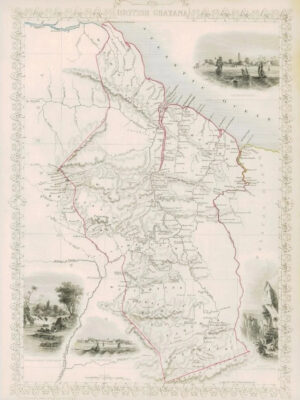 1850  "BRITISH GUAYANA" GUIANA Original Antique Map by Tallis Georgetown (DW104)