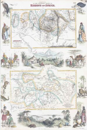 1864 MAP NORTHERN TROPICAL REGIONS OF AFRICA Abyssinia Central Fullerton (FC9)
