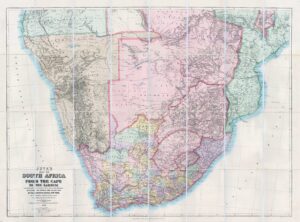 1903 JUTA'S MAP OF SOUTH AFRICA FROM THE CAPE TO THE ZAMBESI Folding Wall Map
