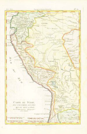 1773 Map CARTE DU PEROU Peru South America by Bonne (BM3-7)