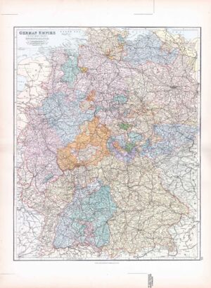1887 Large Antique Folio Map GERMAN EMPIRE WEST Stanford (SLA33)