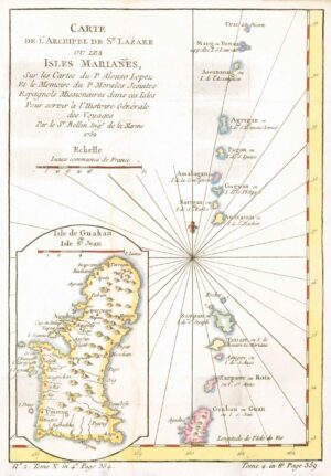 1770 Map CARTE L'ARCHIPEL DE ST LAZARE LES ISLES MARIANES Marianas Guam (BM3-6)