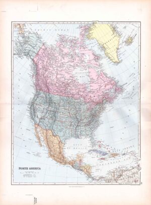 1887 Large Antique Folio Map NORTH AMERICA By Stanford (SLA67)