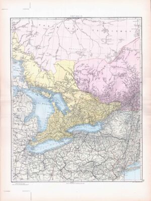 1887 Large Antique Folio Map CANADA ONTARIO By Stanford (SLA70)
