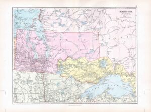 1887 Large Antique Folio Map CANADA MANITOBA By Stanford (SLA71)