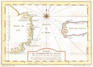 1770 Map CARTE DU DETROIT DE LE MAIRE Strait of Mayor Tierra del Fuego (BM3-20)