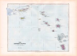 1887 Large Antique Folio Map THE LEEWARD ISLANDS By Stanford (SLA77)