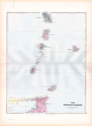 1887 Large Antique Folio Map THE WINDWARD ISLANDS By Stanford (SLA78)