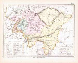 1865 Antique Map CONFEDERATION GERMANIQUE Germany Part South (DEDG-18)
