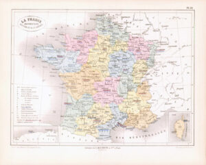1865 Antique Map FRANCE Universitaire Divisee Academies  (DEDG-30)