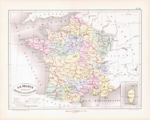 1865 Antique Map FRANCE Provinces Ecclesiastiques Clergyman Church (DEDG-32)