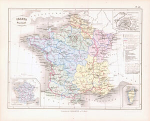 1865 Antique Map FRANCE MILITAIRE Military Europe Paris  (DEDG-33)