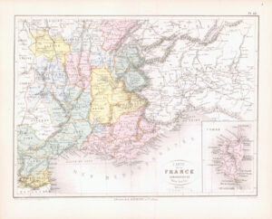 1865 Antique Map FRANCE Administrive South East Divisions  (DEDG-34)
