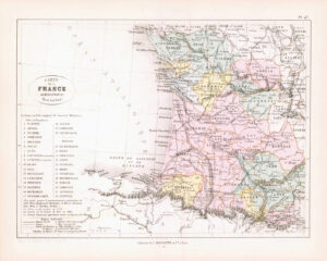 1865 Antique Map FRANCE Administrive Partie Sud-Ouest  (DEDG-35)