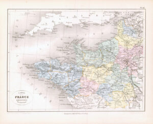 1865 Antique Map FRANCE Administrive Partie NORD-OUEST (DEDG-37)