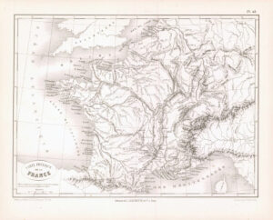 1865 Antique Map FRANCE Carte Physique Physical Map (DEDG-38)