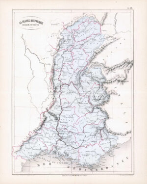 1865 Antique Map FRANCE Historical Bassin Du Rhone South East (DEDG-44)